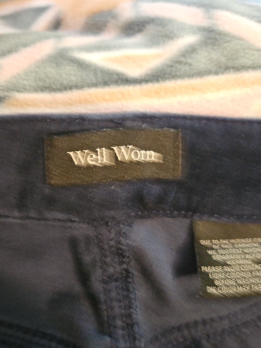 Well Worn Navy Straight Leg Velvet Pants - Picture 3 of 4